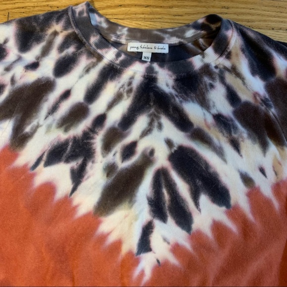 Young Fabulous & Broke Sweatshirt Boho Coral Purple Tie-Dye Crew Neck Women’s XS - Picture 9 of 14